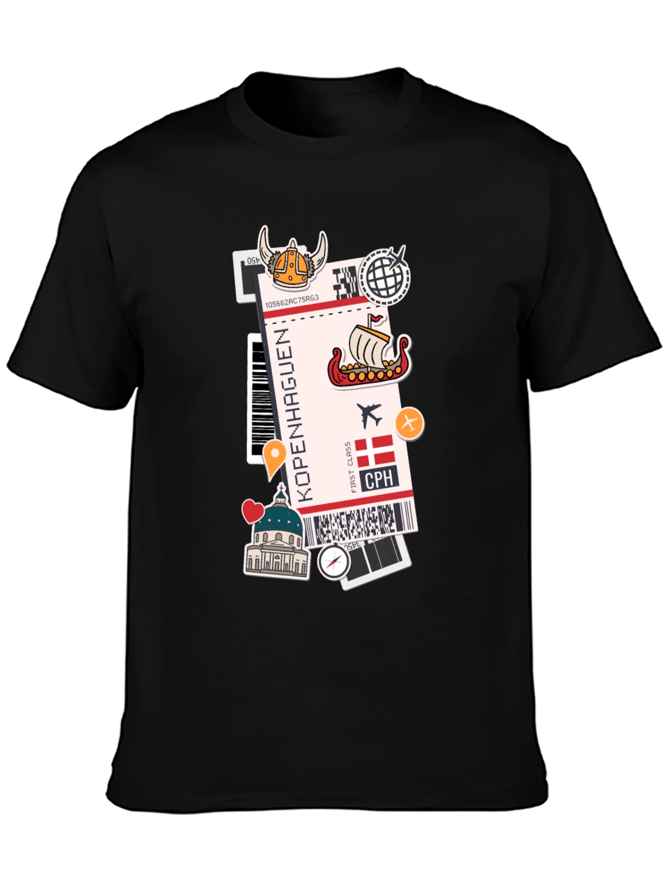Copenhagen Travel Ticket Graphic Tee