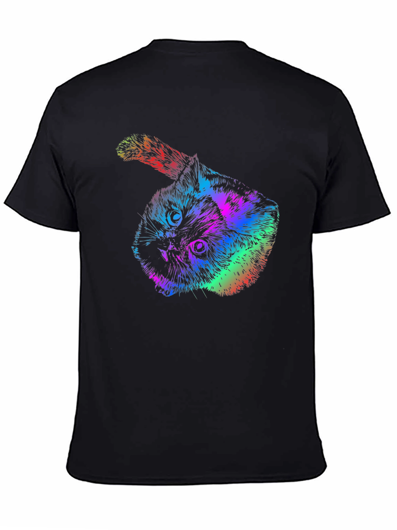 Rainbow Cat Graphic Tee - Cool Black T-Shirt