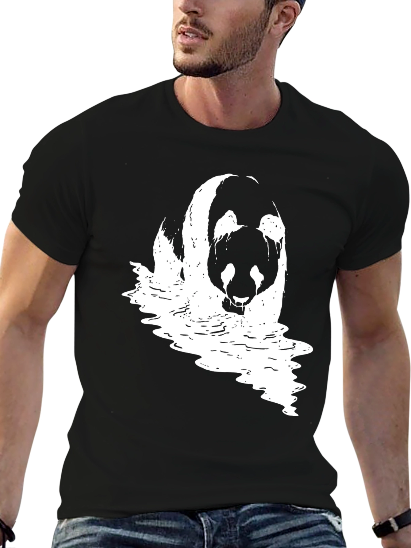 Panda Waves Black T-Shirt