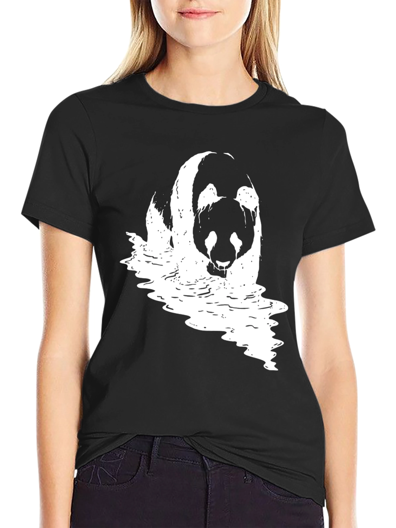 Panda Waves Black T-Shirt