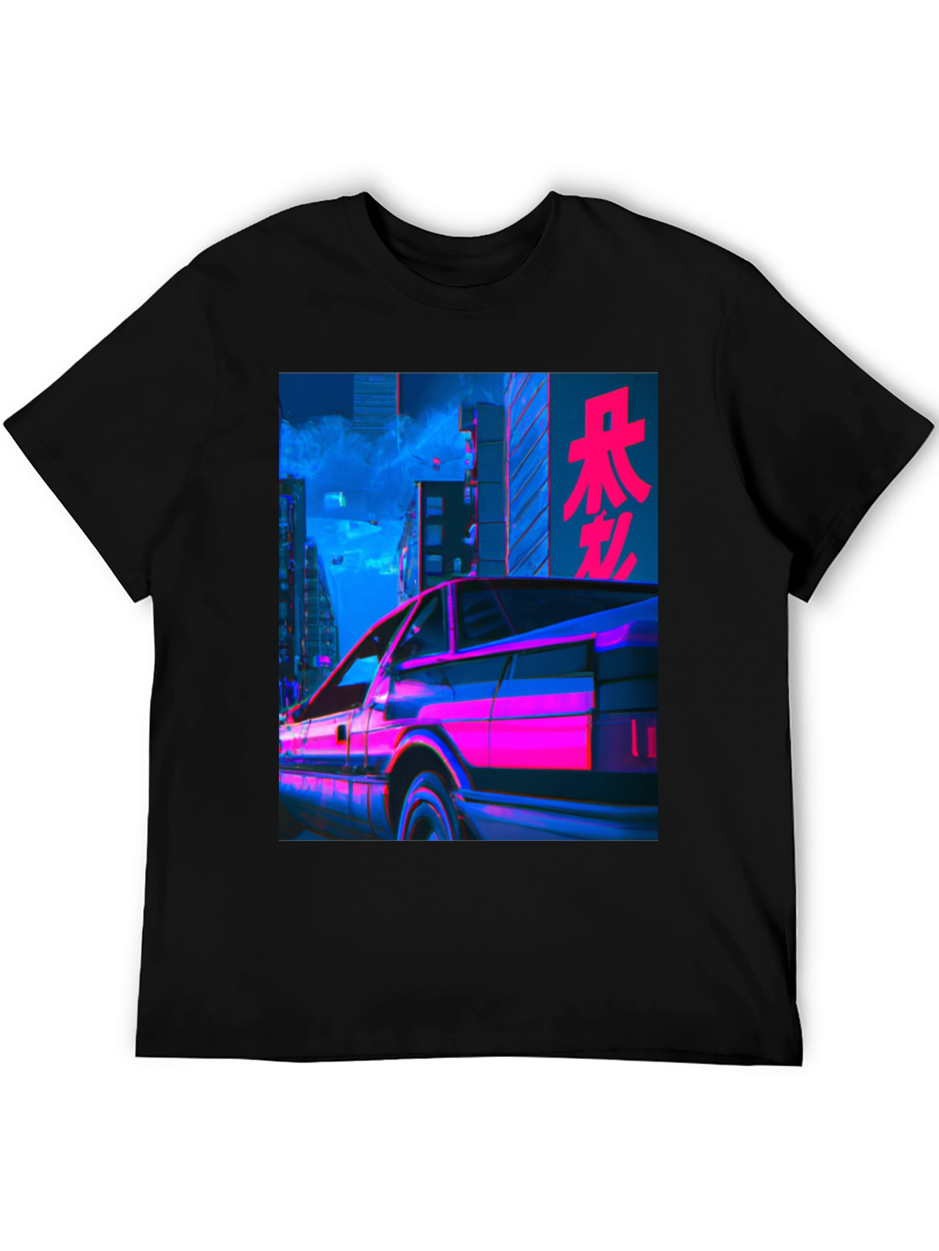 Retrowave Car Graphic Tee - Black