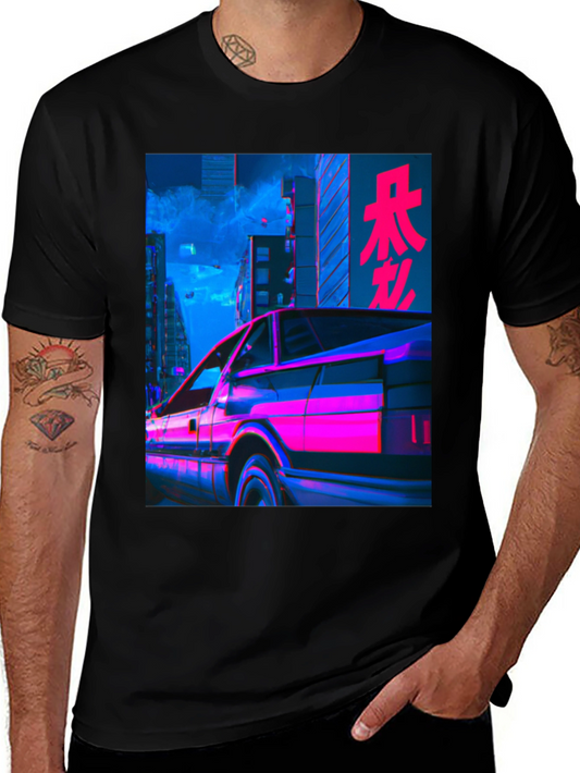 Retrowave Car Graphic Tee - Black