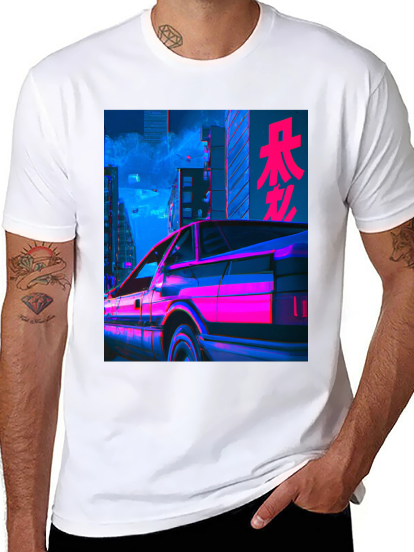 Retrowave Car Graphic Tee - Black