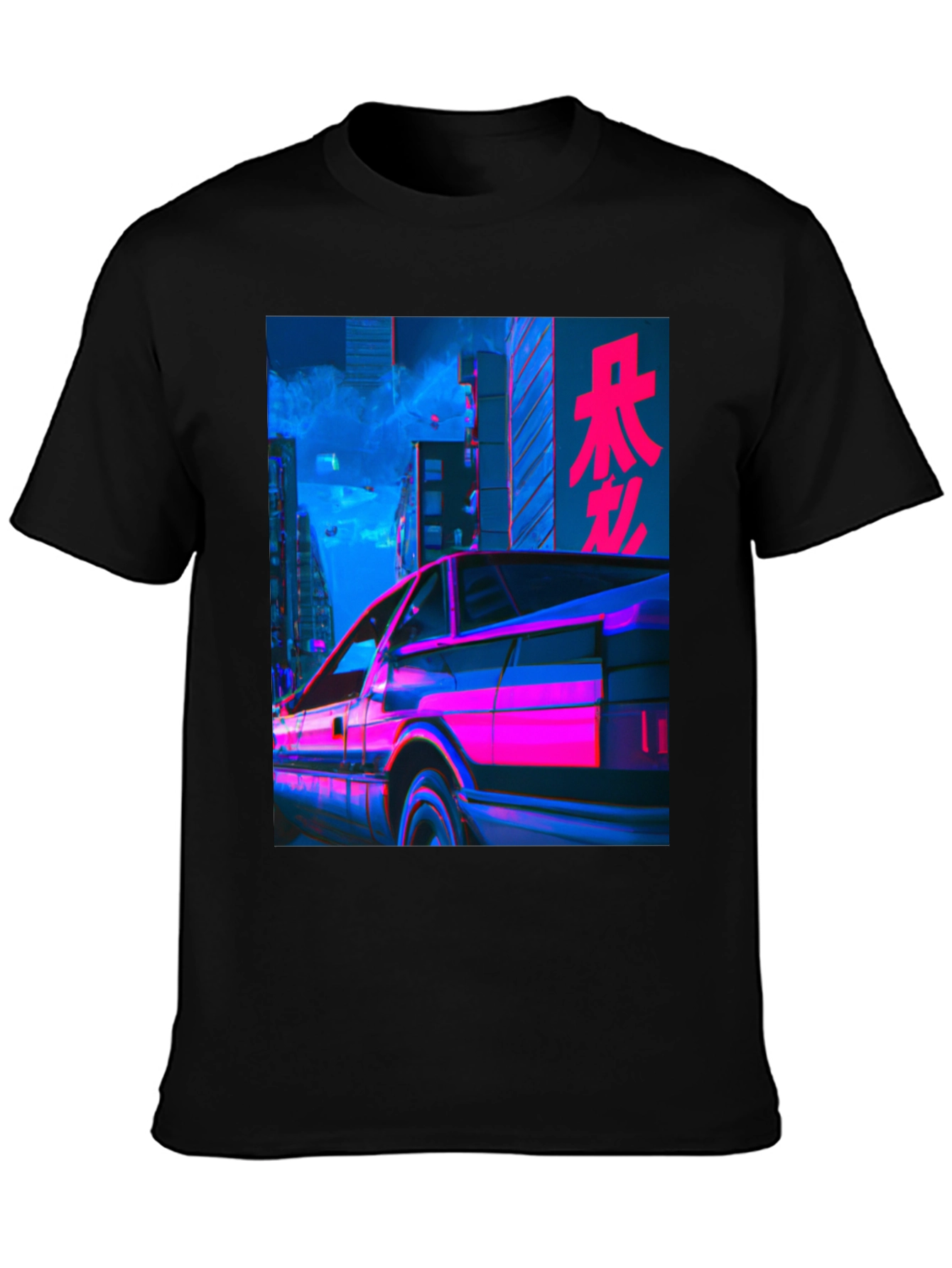 Retrowave Car Graphic Tee - Black