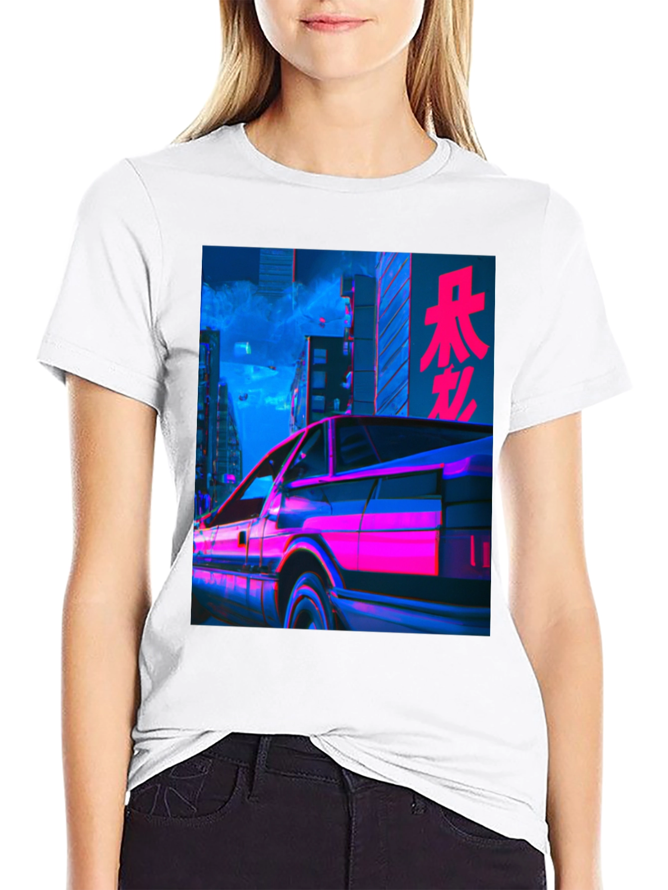 Retrowave Car Graphic Tee - Black