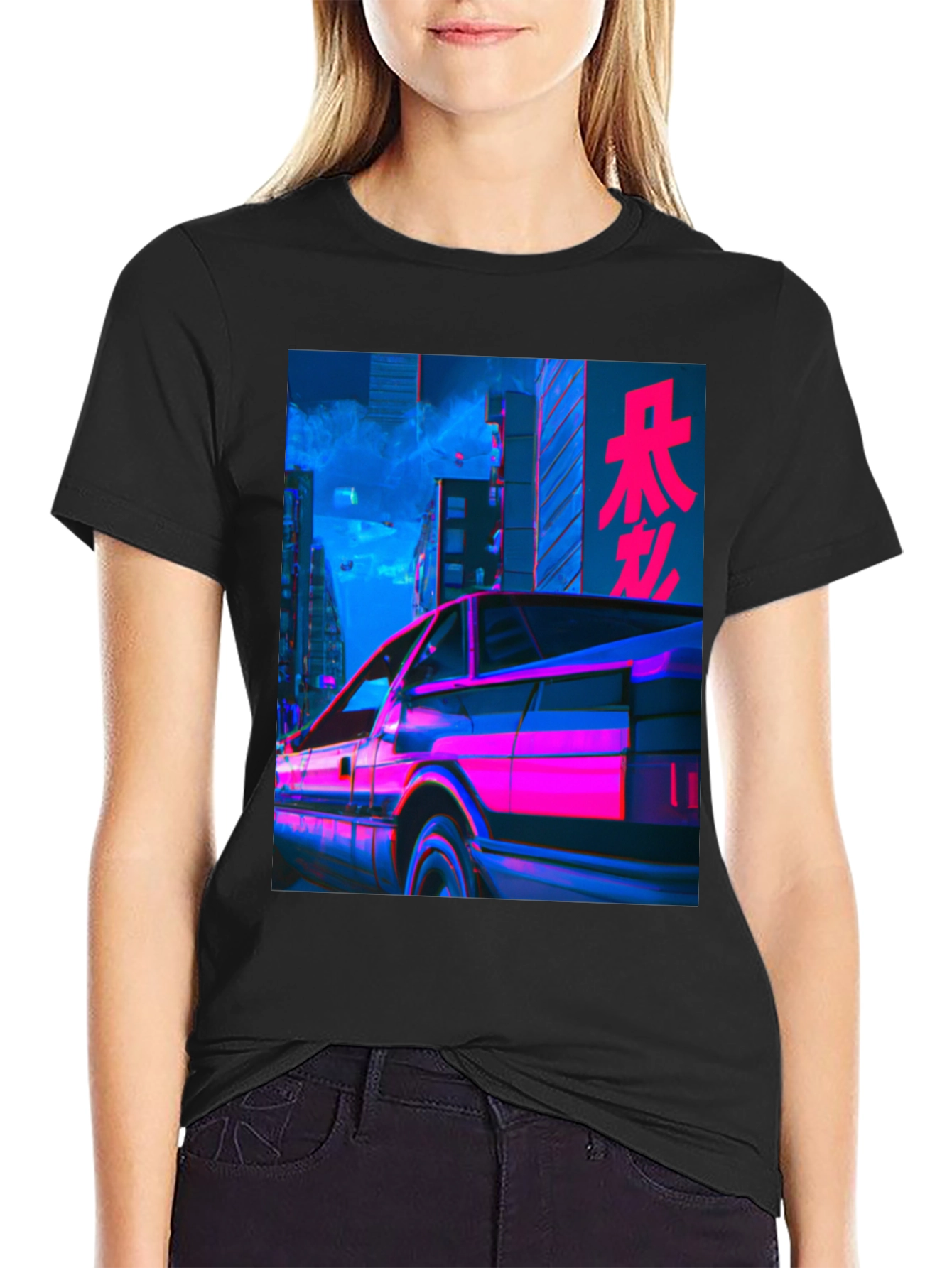 Retrowave Car Graphic Tee - Black