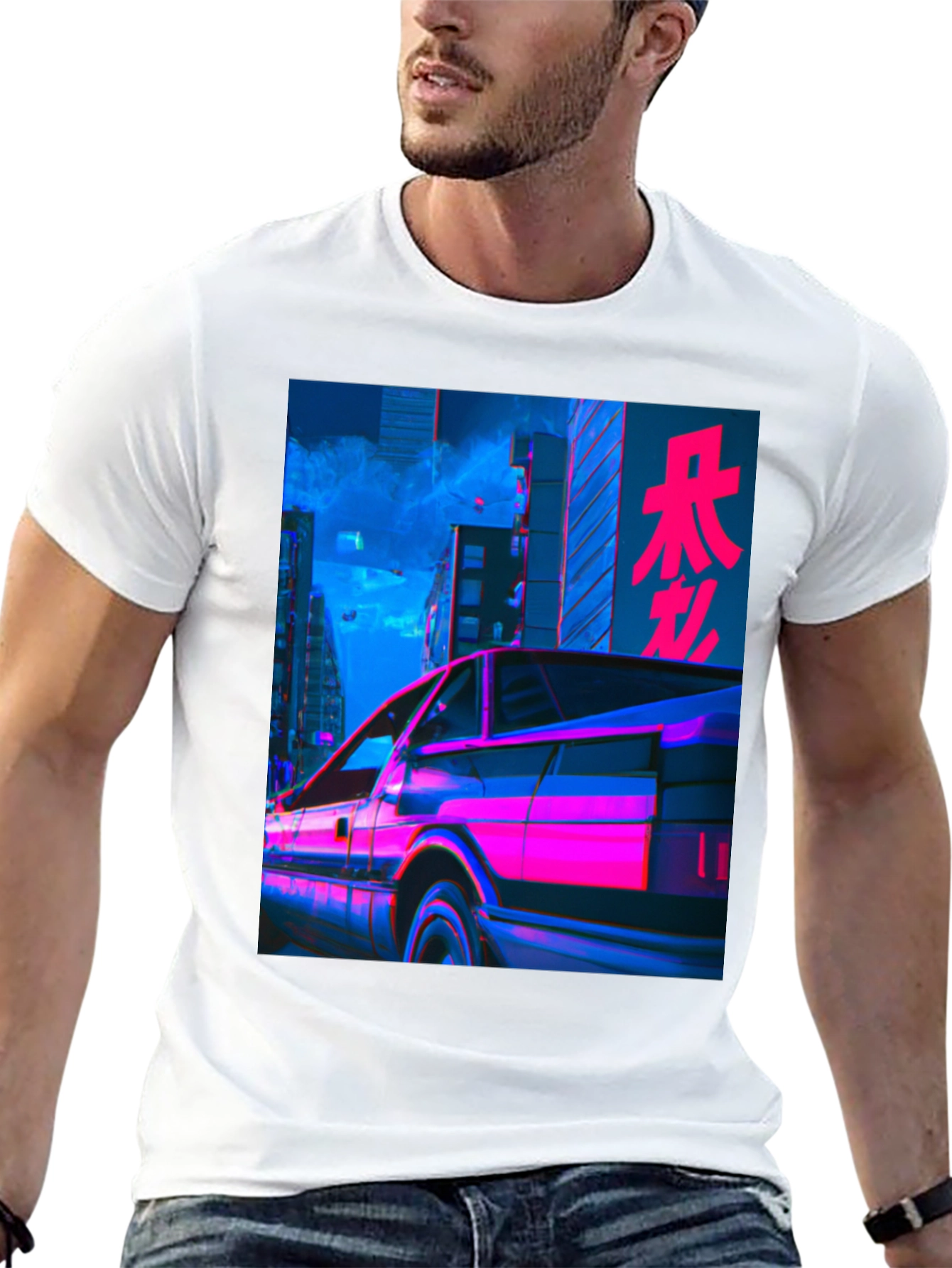 Retrowave Car Graphic Tee - Black