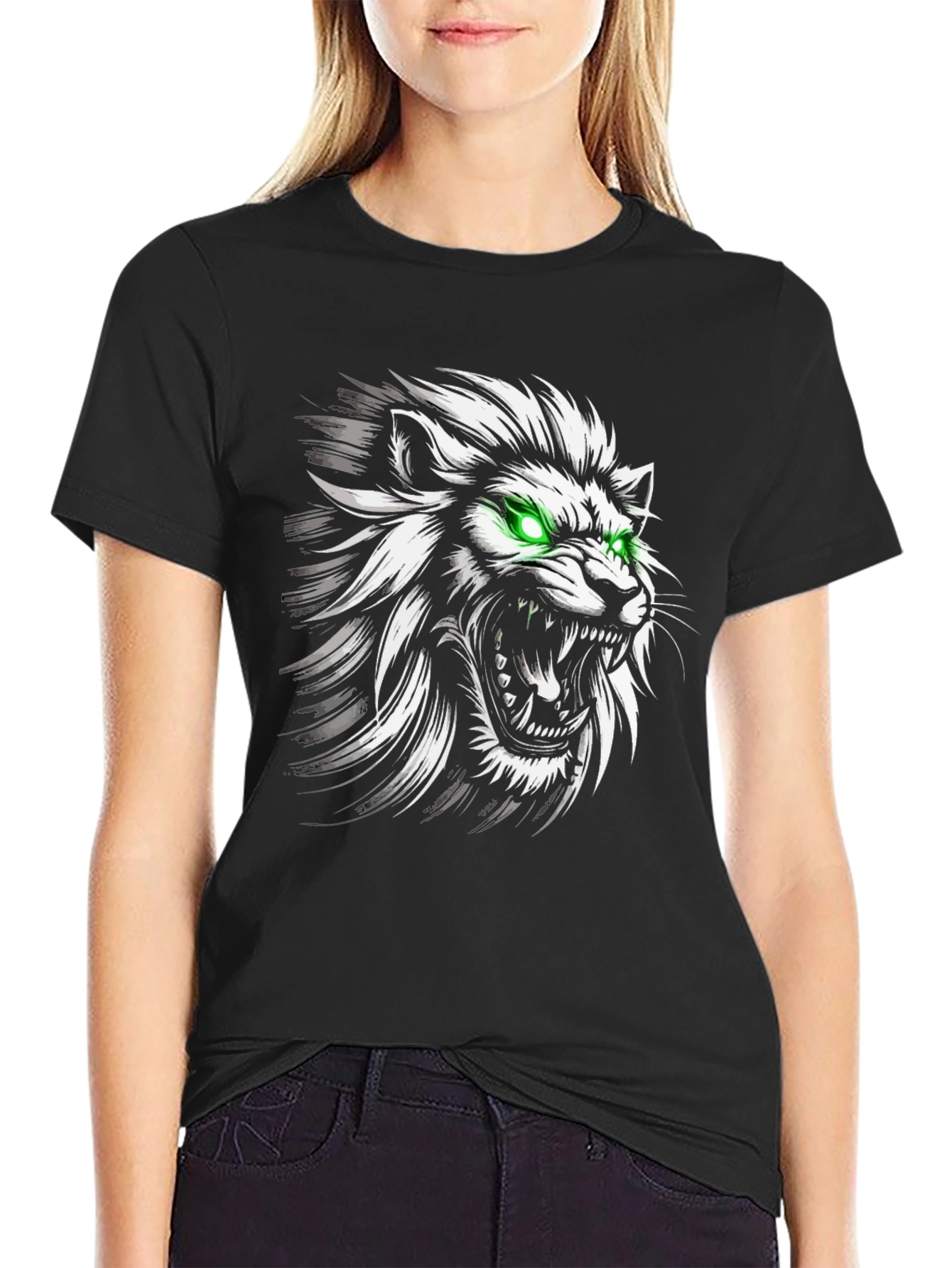 Mens Black Lion Graphic Tee - Fierce Style