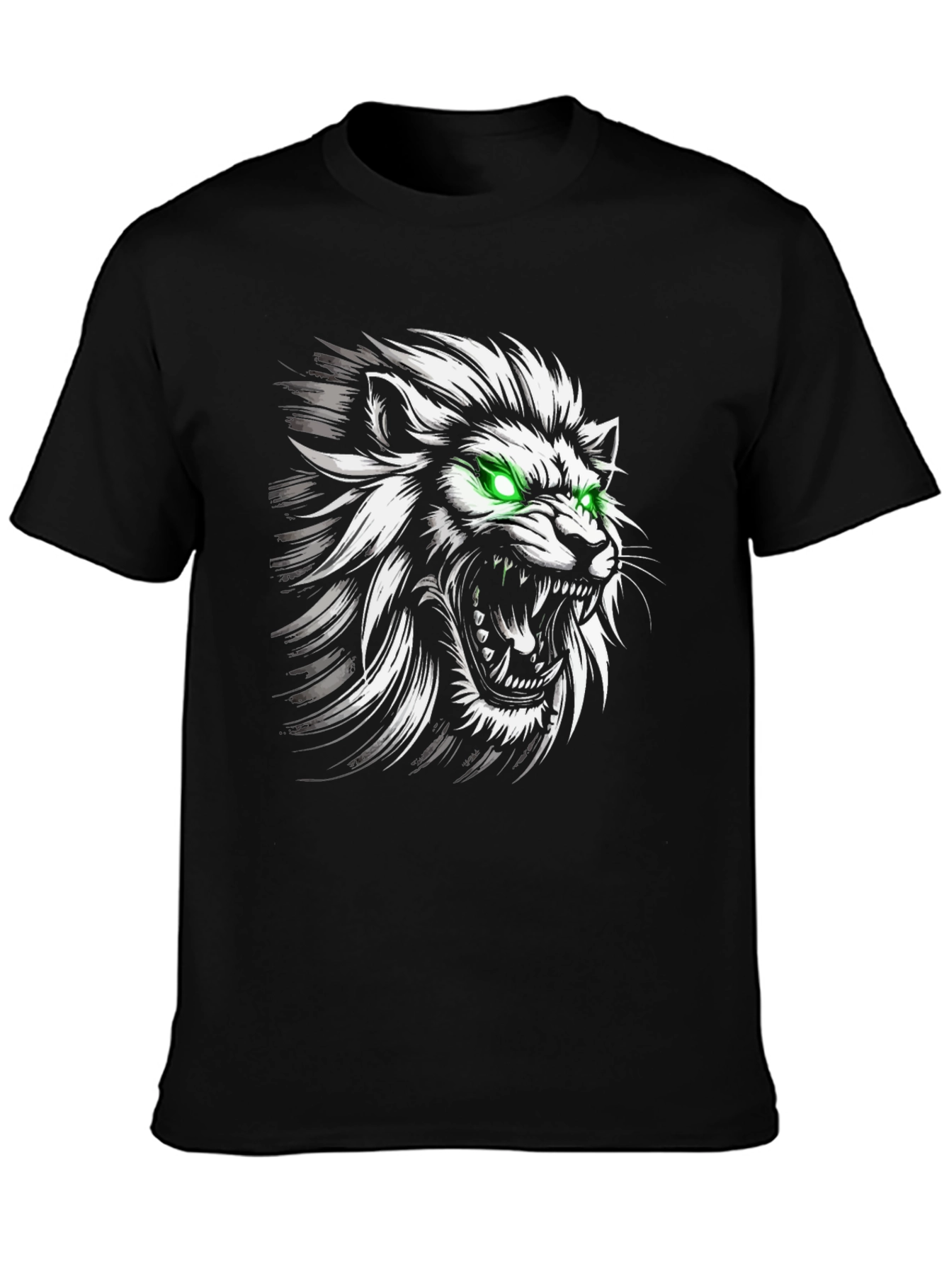 Mens Black Lion Graphic Tee - Fierce Style