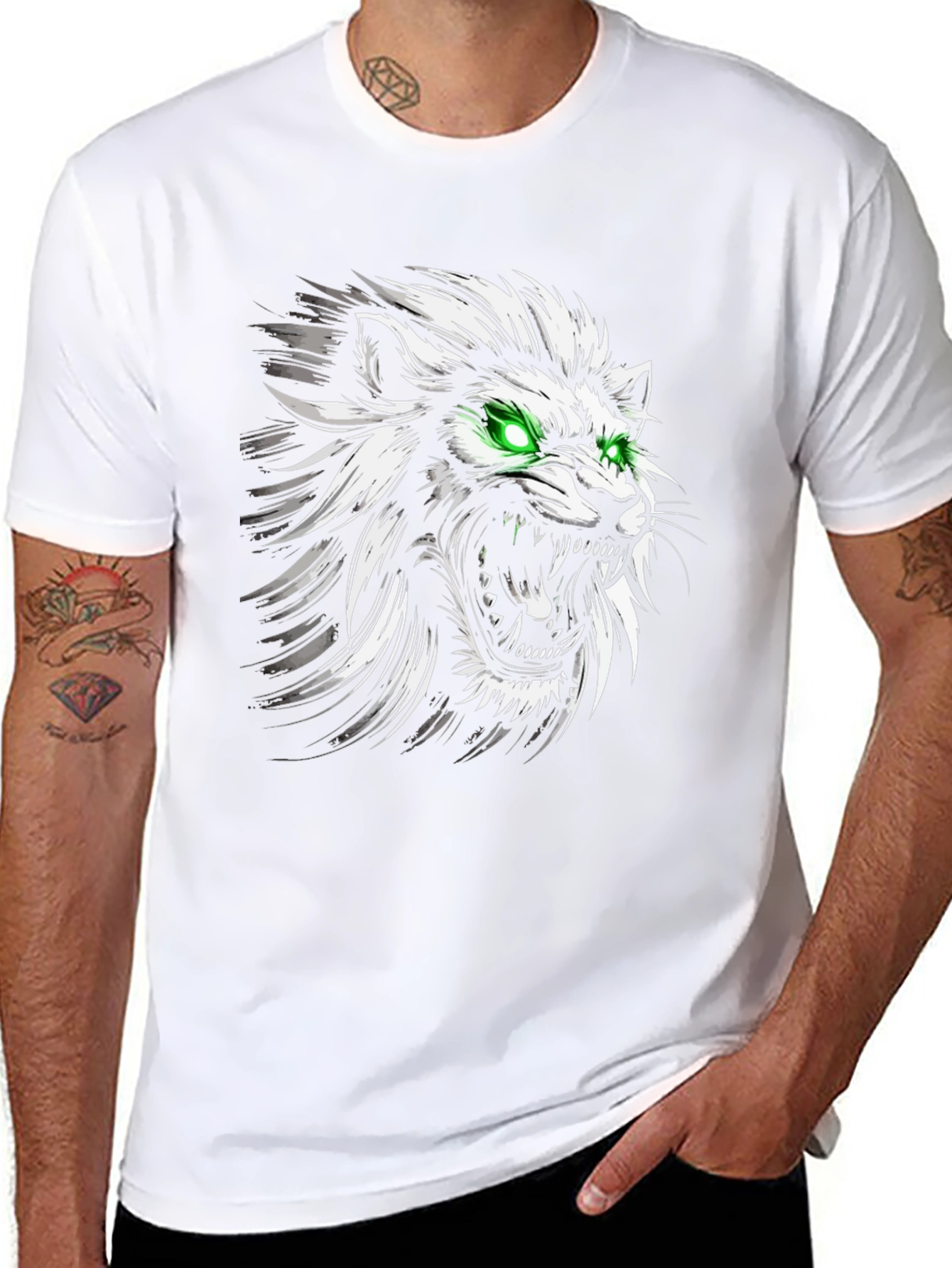 Mens Black Lion Graphic Tee - Fierce Style