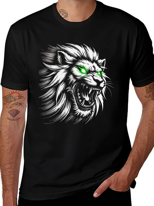 Mens Black Lion Graphic Tee - Fierce Style