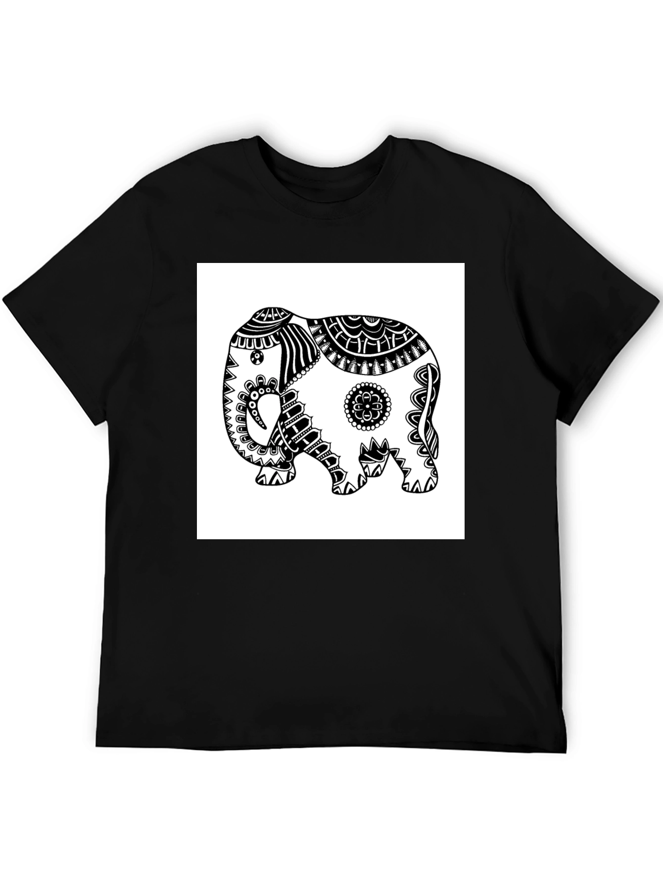 Elephant Graphic Tee - Black Casual T-Shirt
