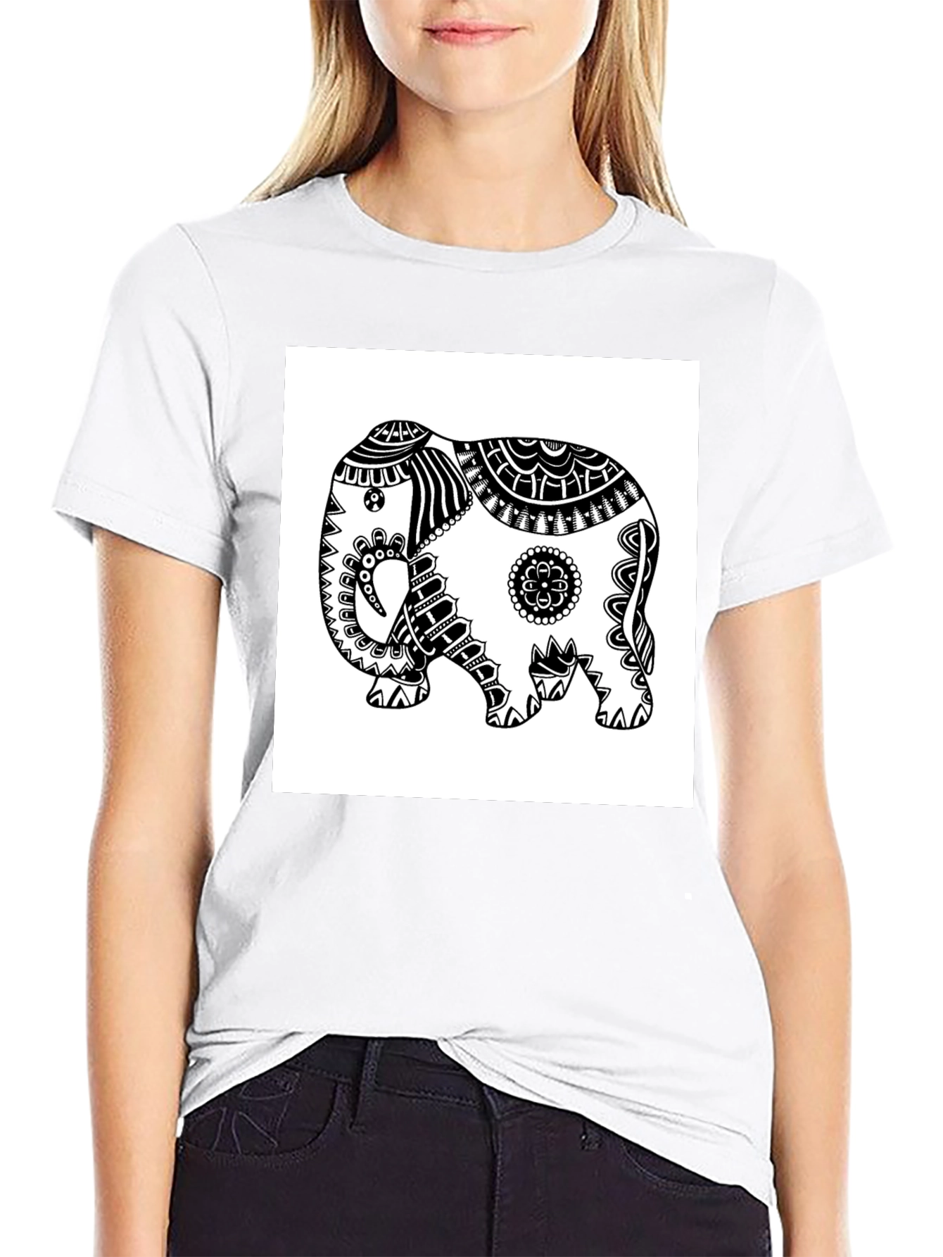 Elephant Graphic Tee - Black Casual T-Shirt