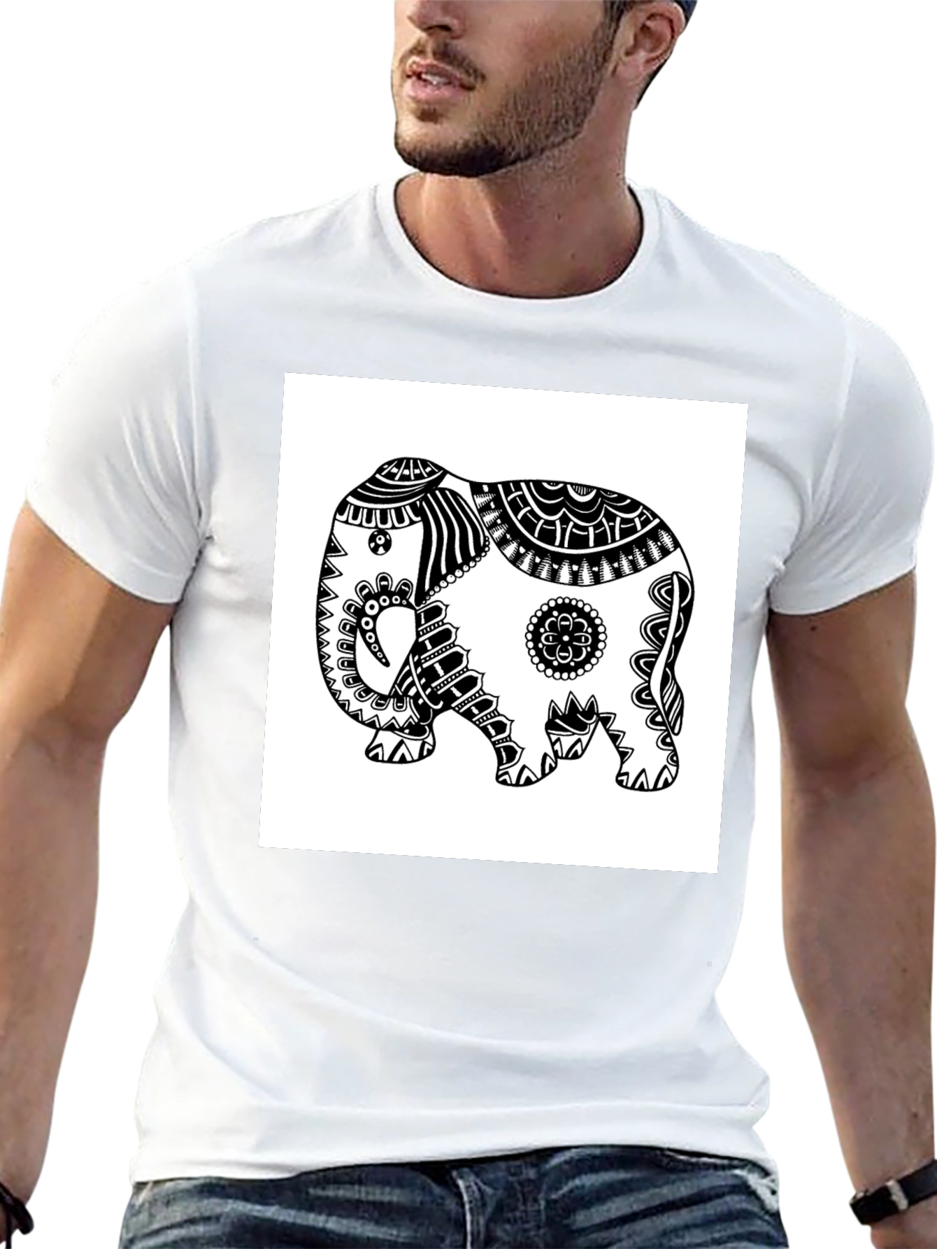 Elephant Graphic Tee - Black Casual T-Shirt