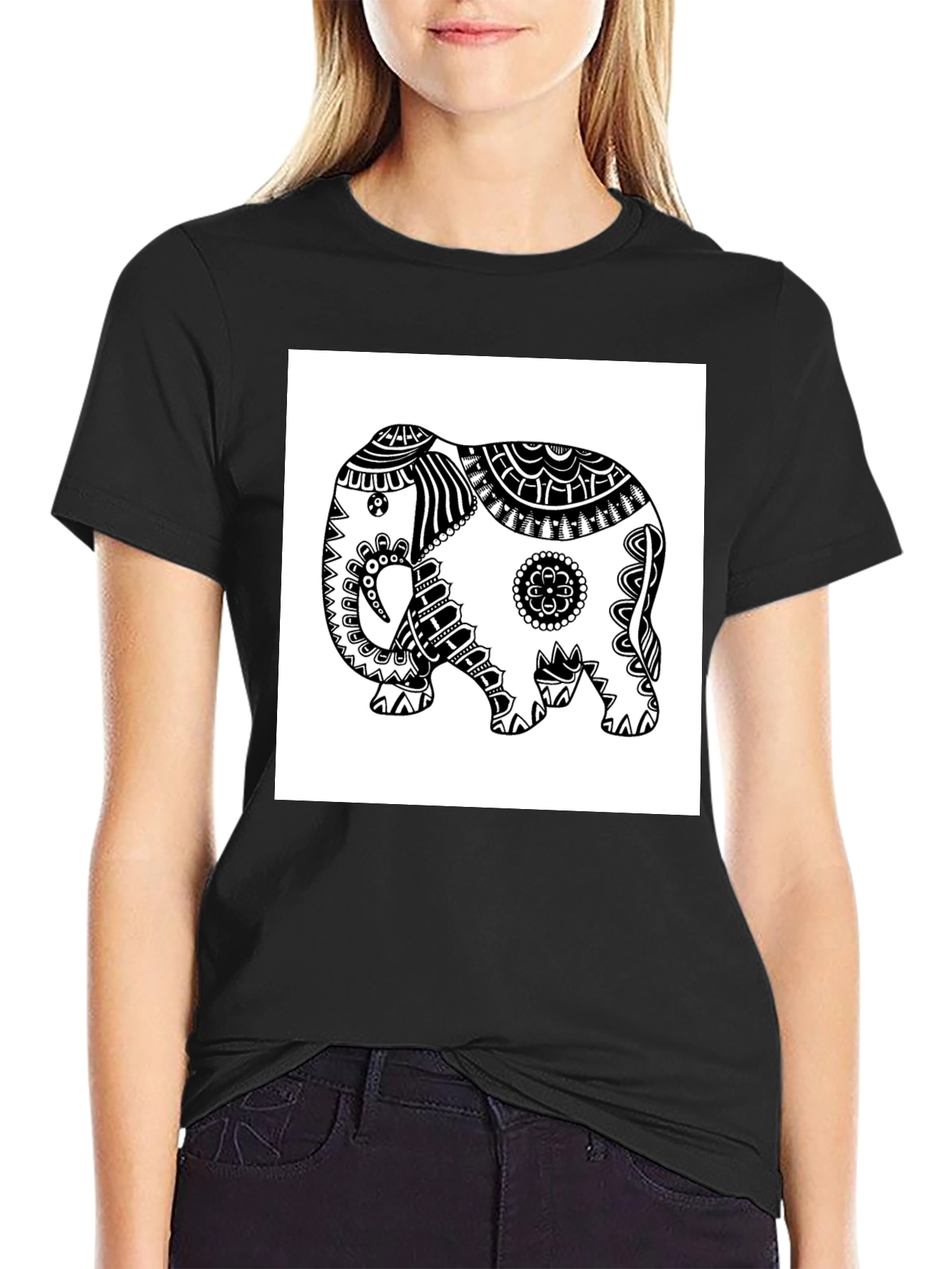 Elephant Graphic Tee - Black Casual T-Shirt