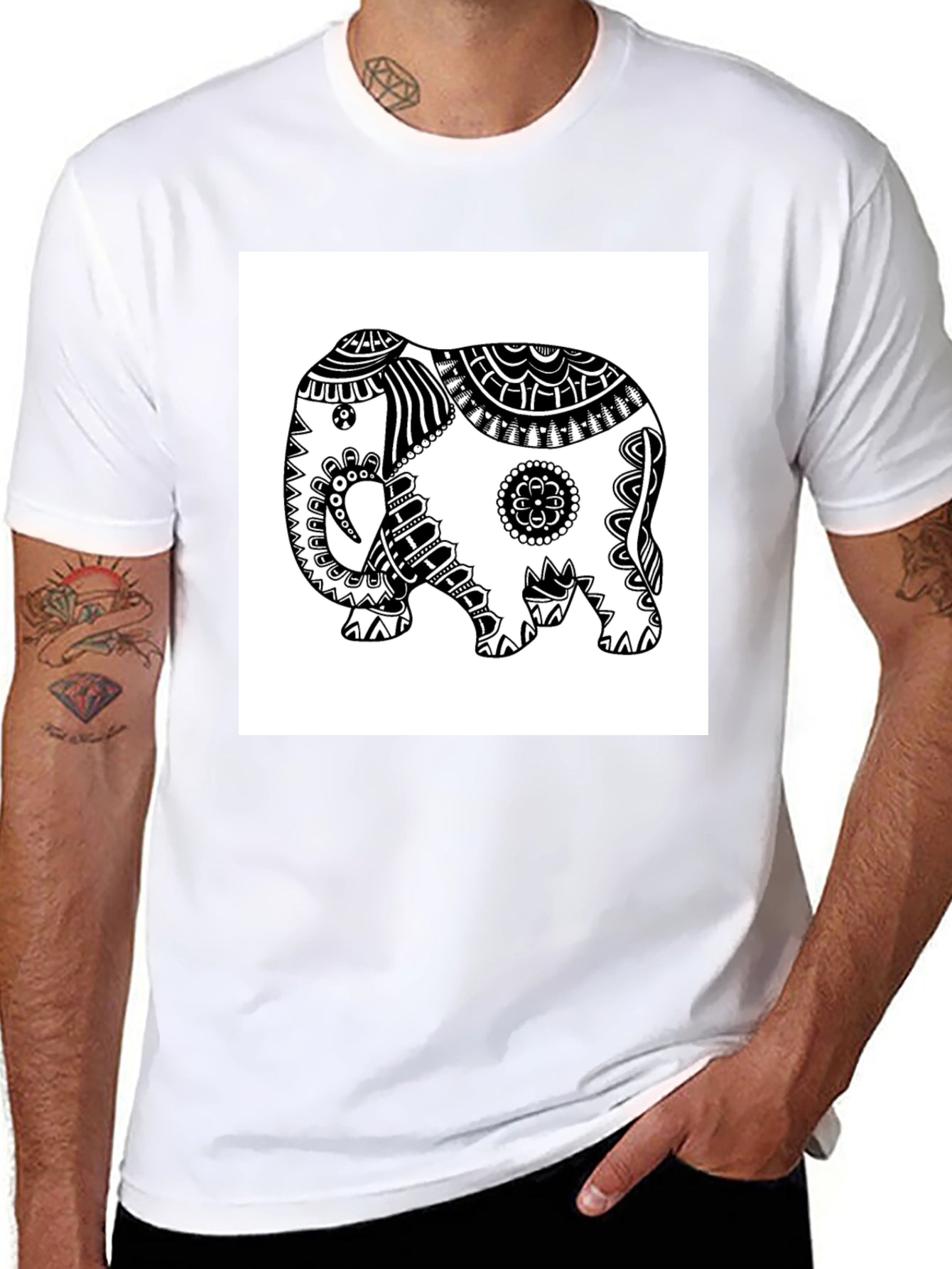 Elephant Graphic Tee - Black Casual T-Shirt