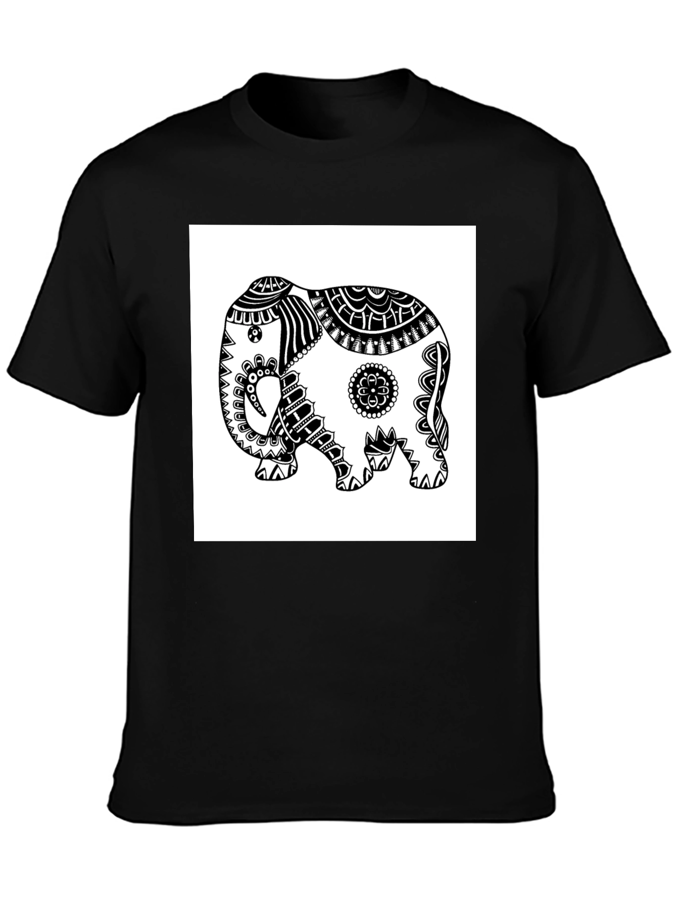 Elephant Graphic Tee - Black Casual T-Shirt