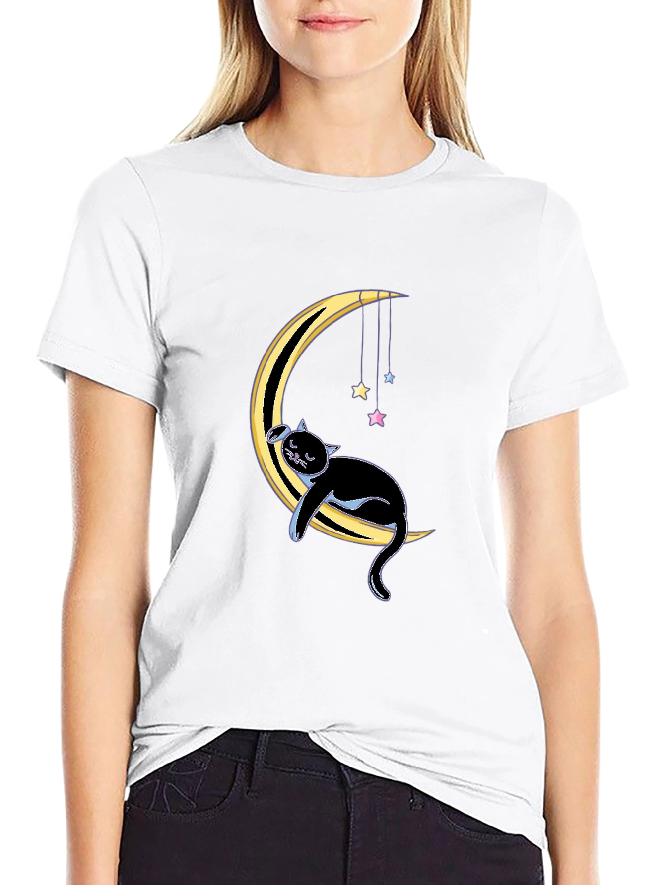 Cat on Moon Graphic Tee