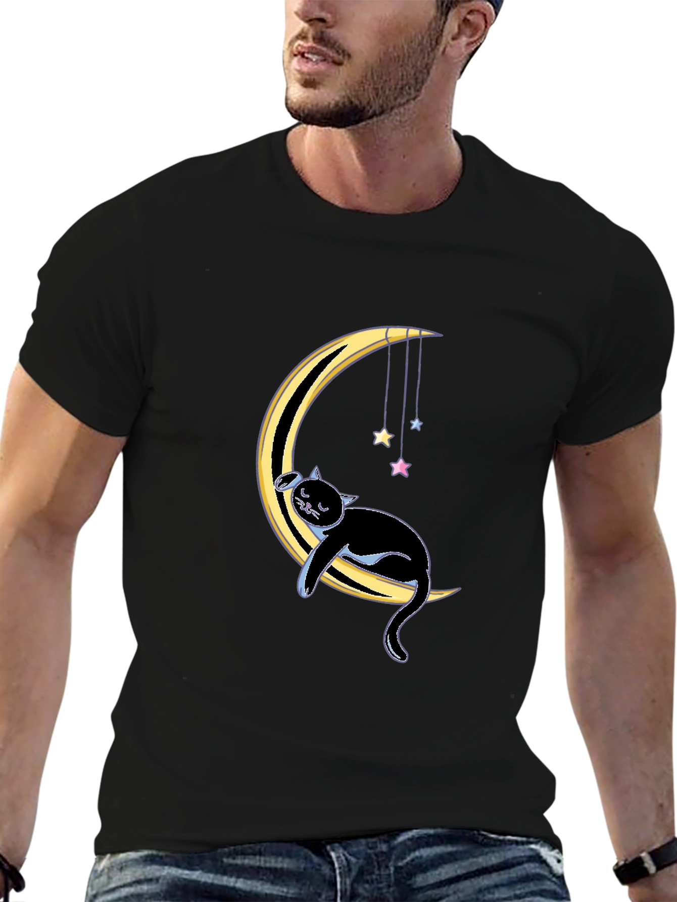Cat on Moon Graphic Tee