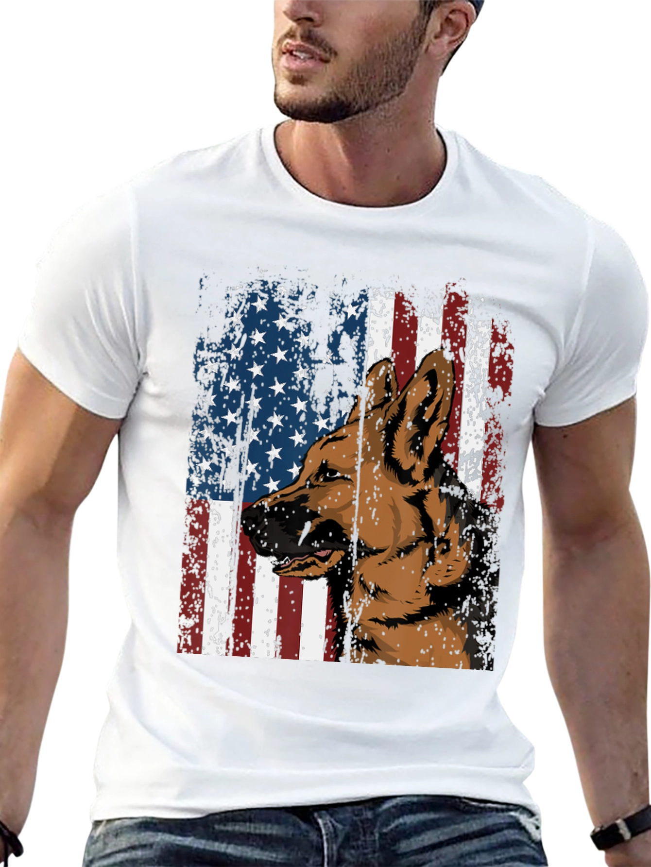 Patriotic German Shepherd Flag Graphic Tee