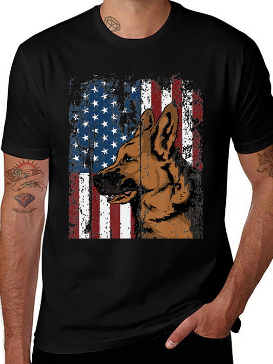 Patriotic German Shepherd Flag Graphic Tee
