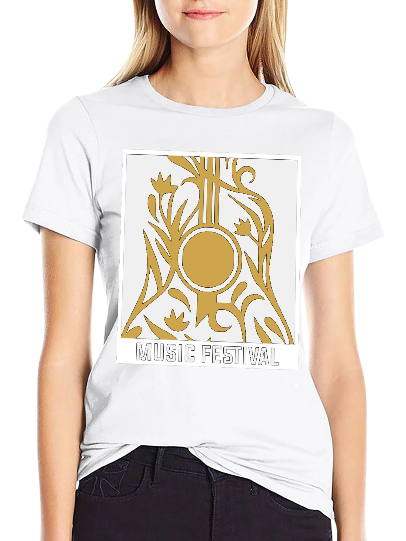 Music Festival Graphic Tee - Black Cotton T-Shirt