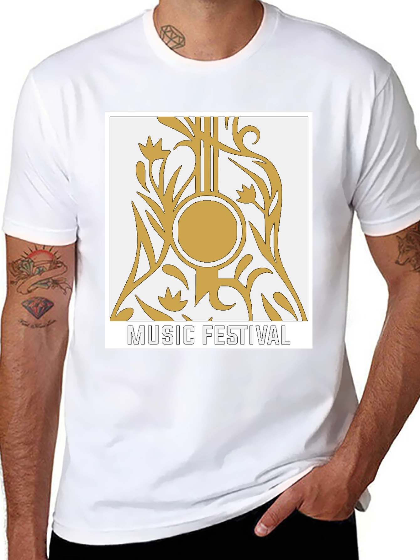 Music Festival Graphic Tee - Black Cotton T-Shirt