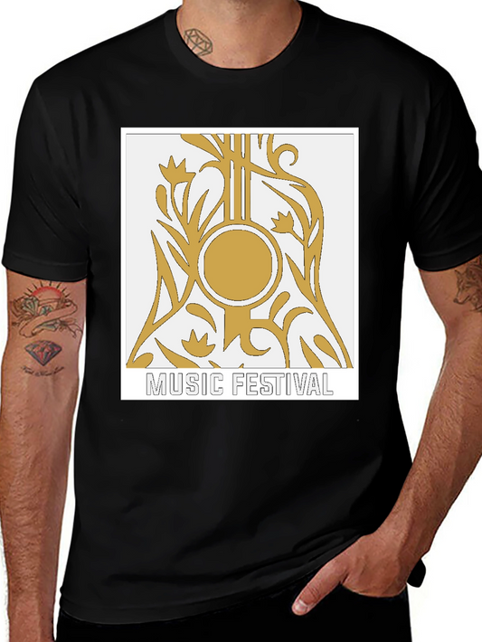 Music Festival Graphic Tee - Black Cotton T-Shirt