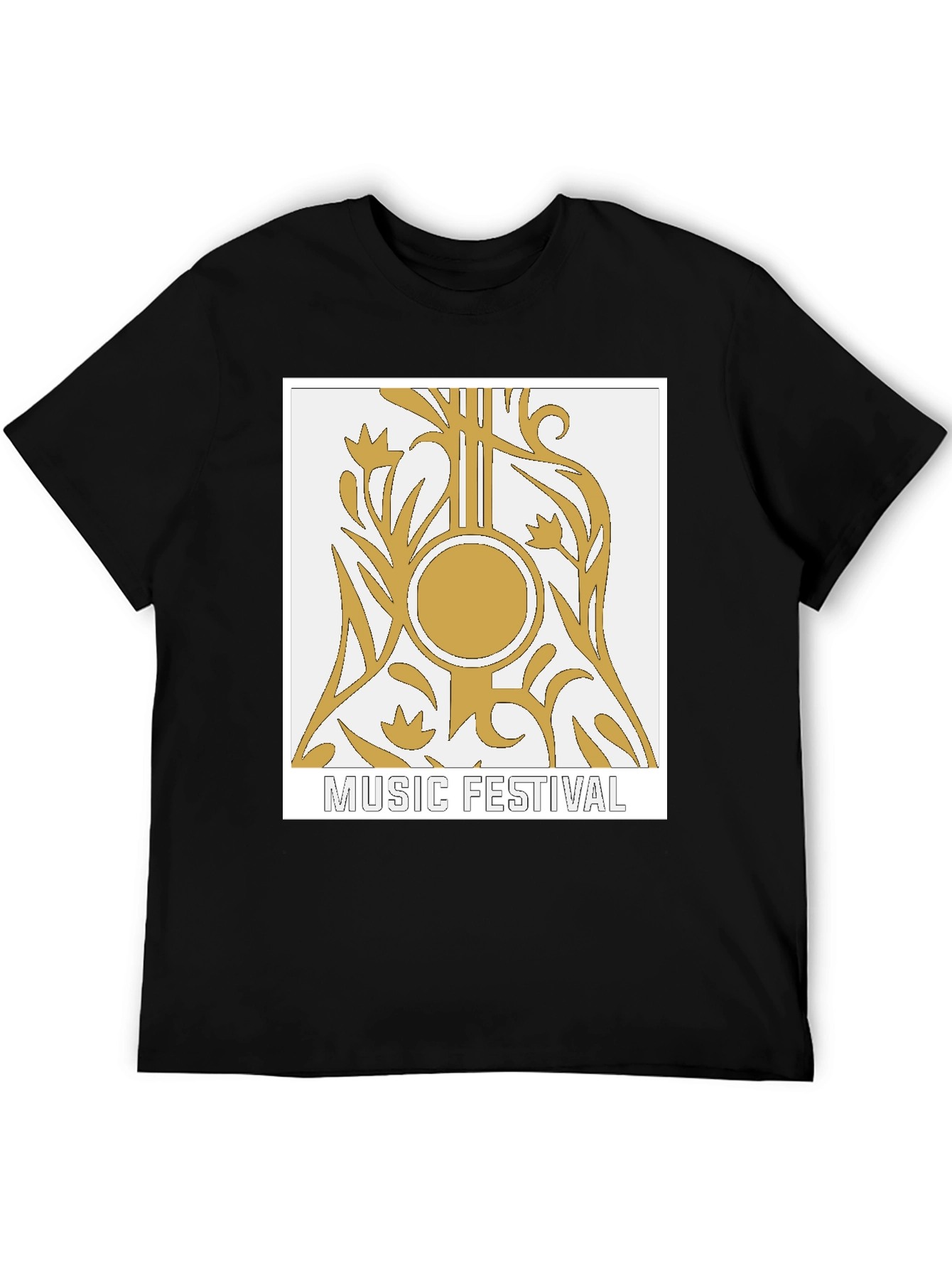Music Festival Graphic Tee - Black Cotton T-Shirt