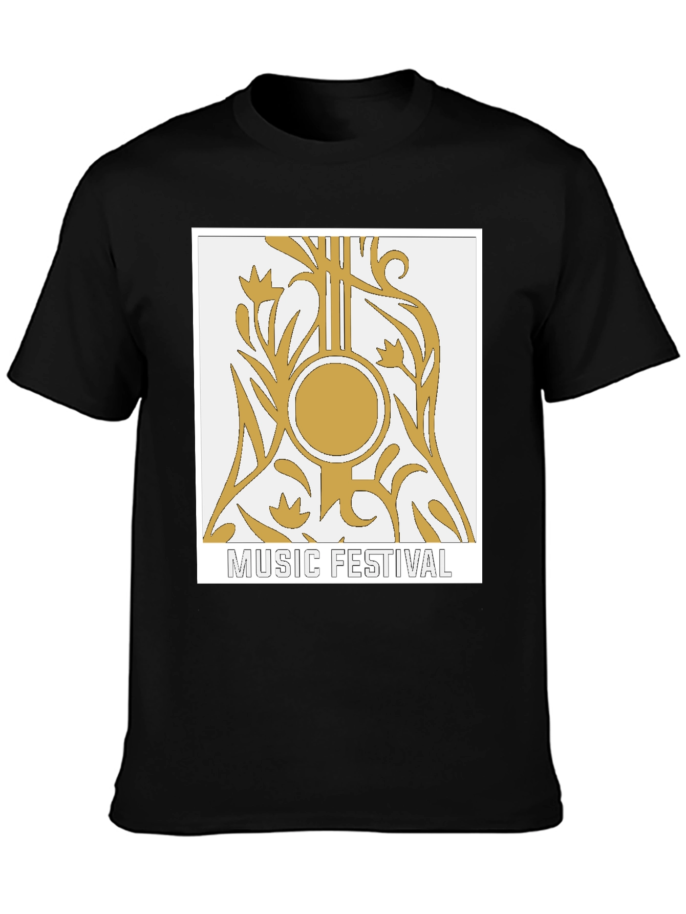 Music Festival Graphic Tee - Black Cotton T-Shirt