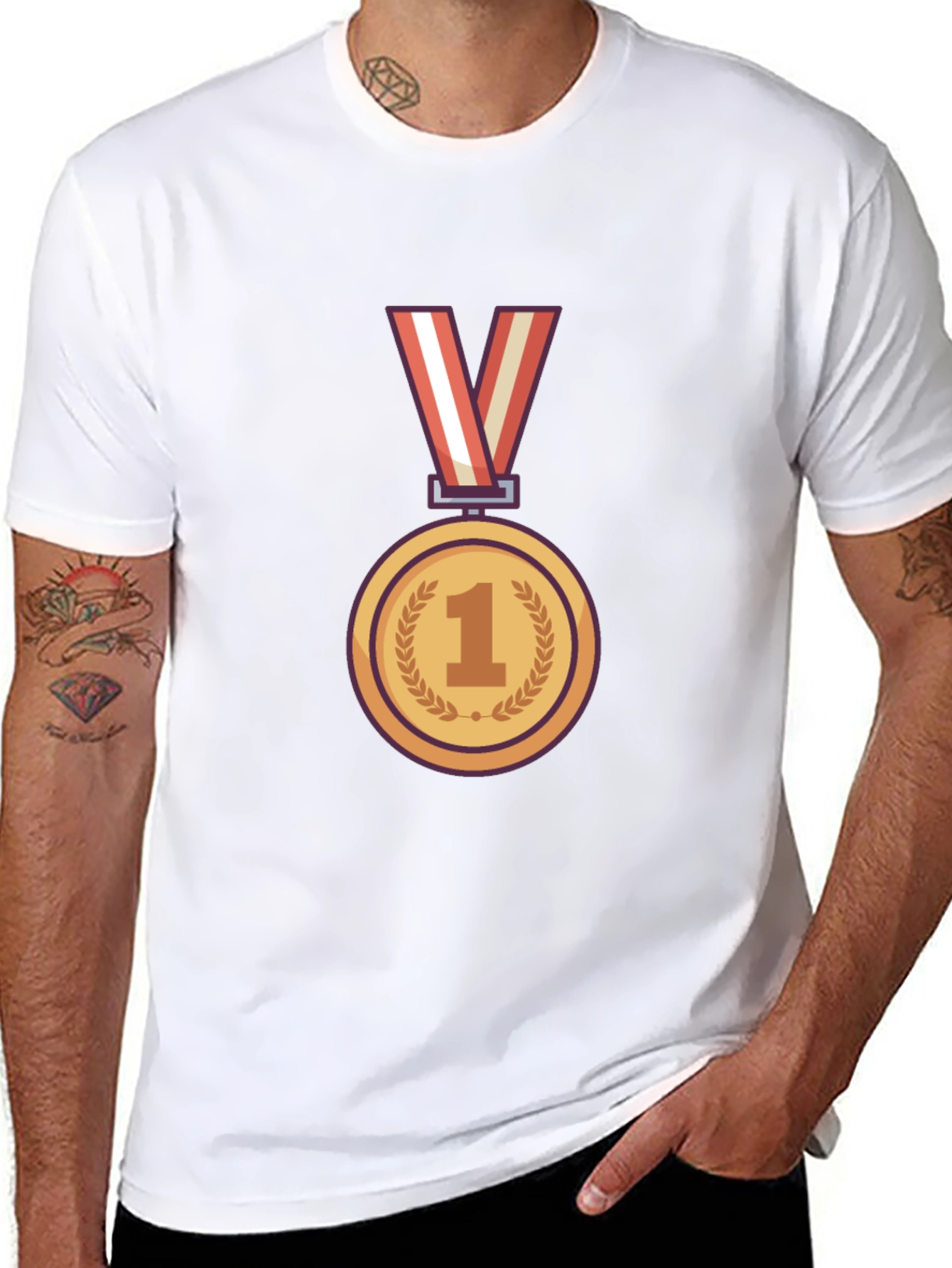 Champion T-Shirt with Gold Medal Graphic