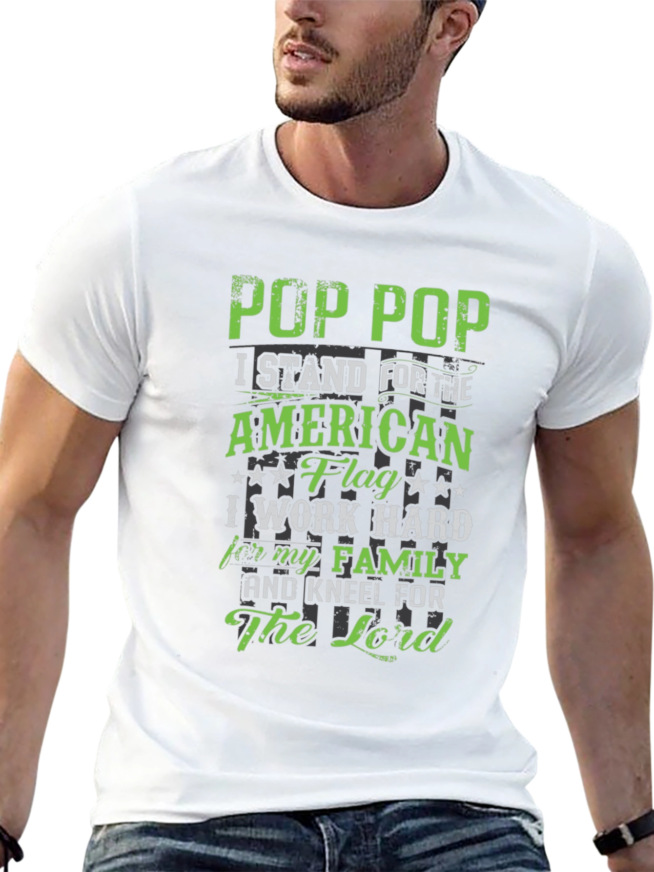 Pop Pop American Flag Graphic Tee