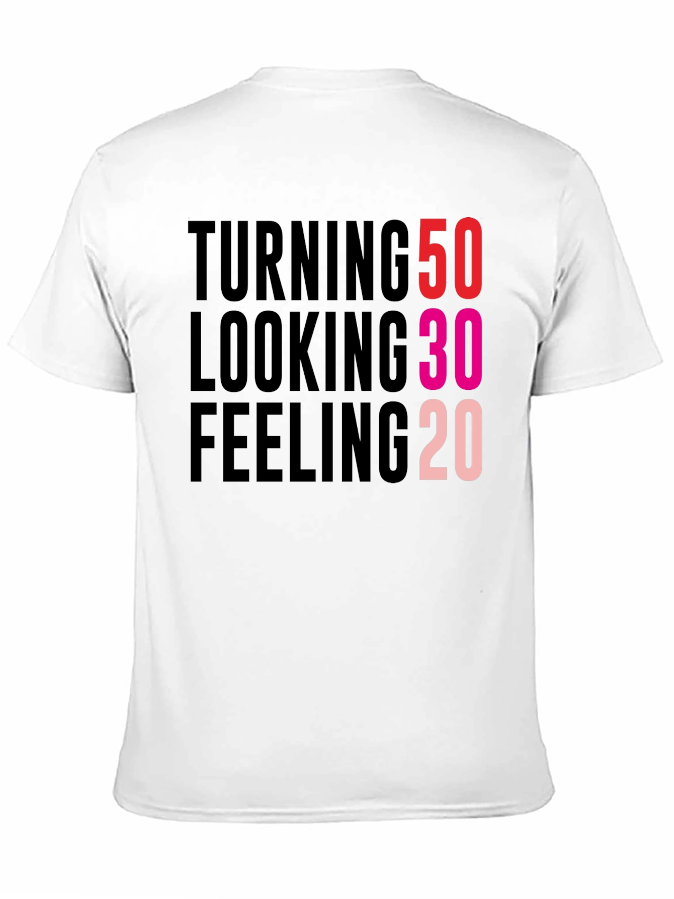 Turning 50 Looking 30 Feeling 20 Black T-Shirt