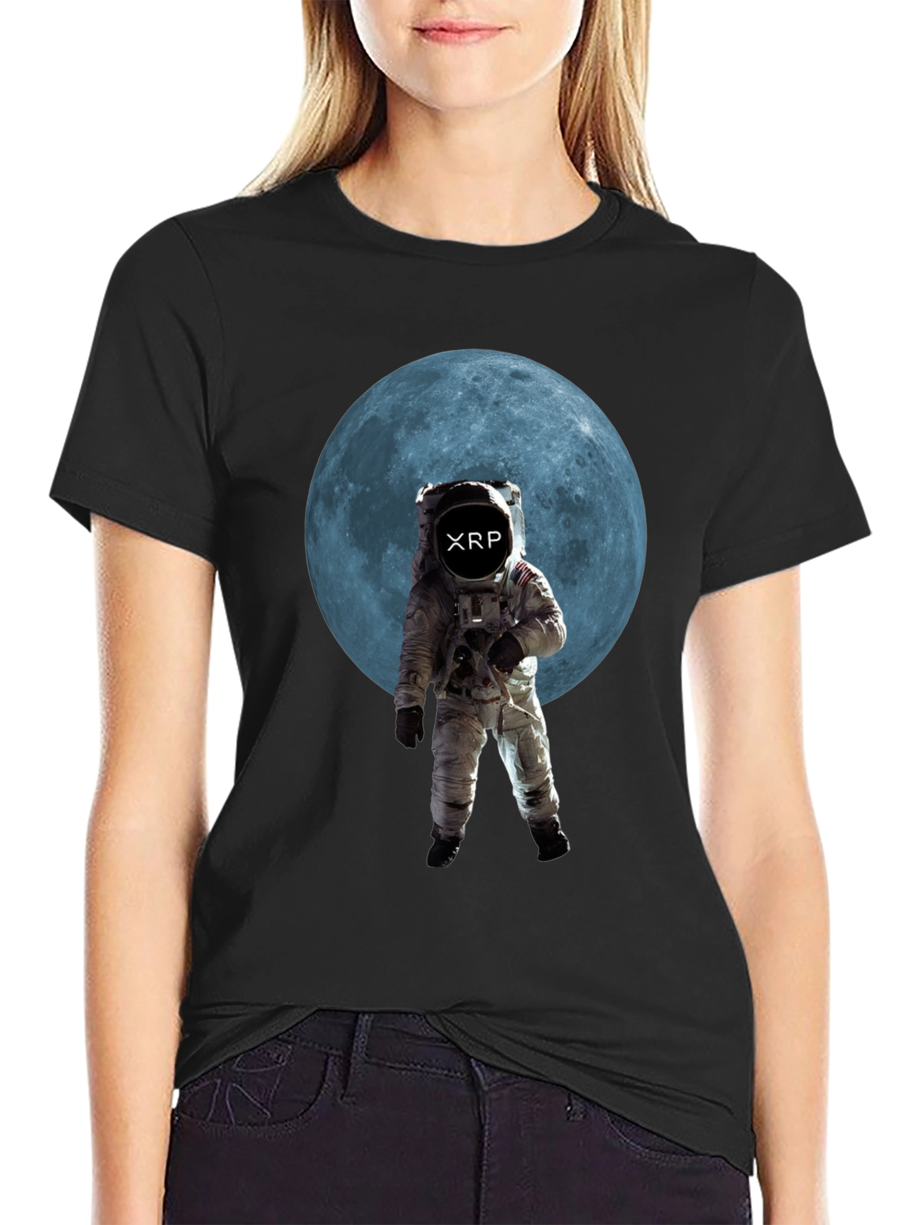 XRP Crypto Astronaut T-Shirt - Black