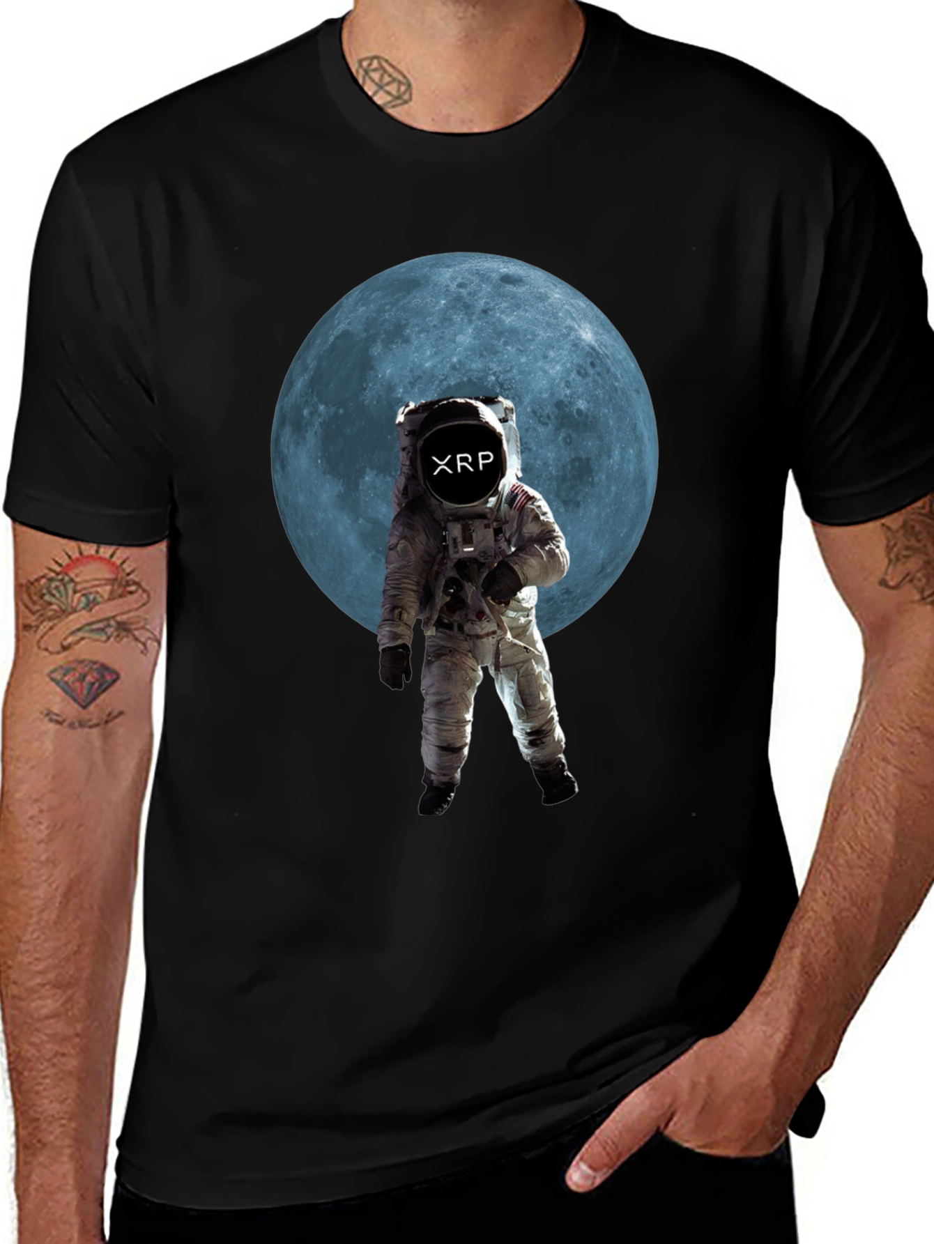 XRP Crypto Astronaut T-Shirt - Black