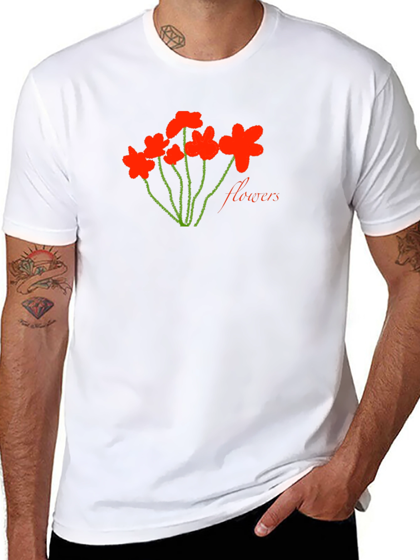 Flowers Graphic Tee - Soft Cotton Blend