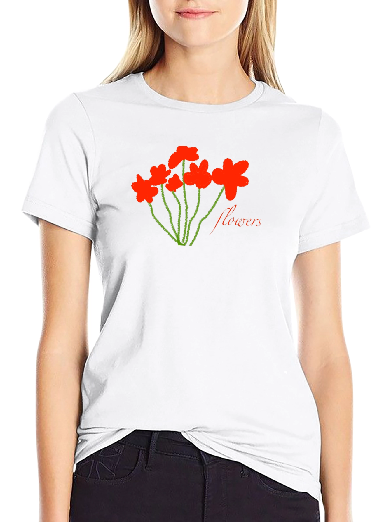 Flowers Graphic Tee - Soft Cotton Blend