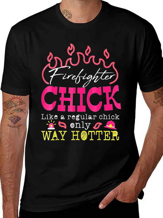 Firefighter Chick Graphic Tee - Hot Firefighter Design