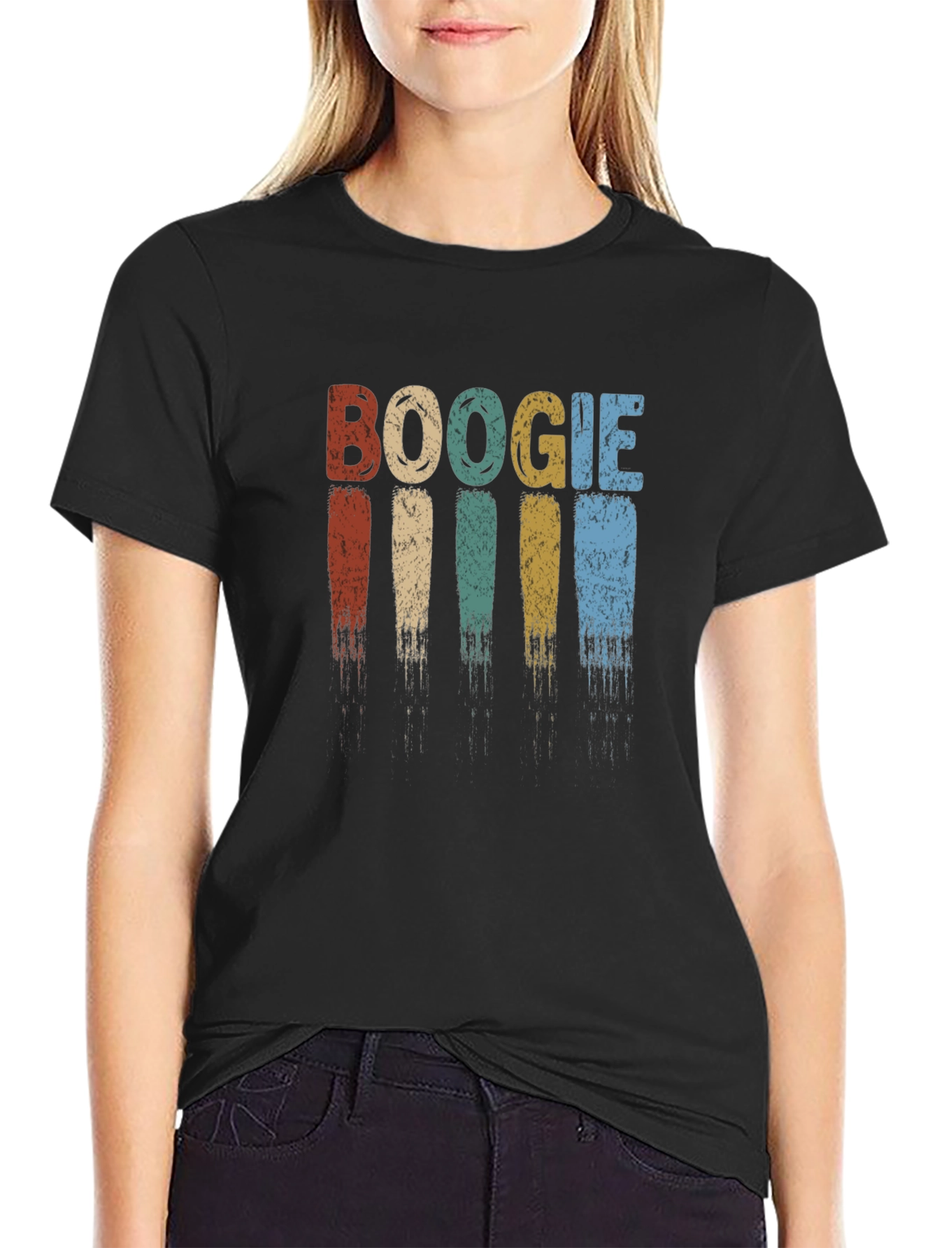 Boogie Retro Style Graphic Tee - Black