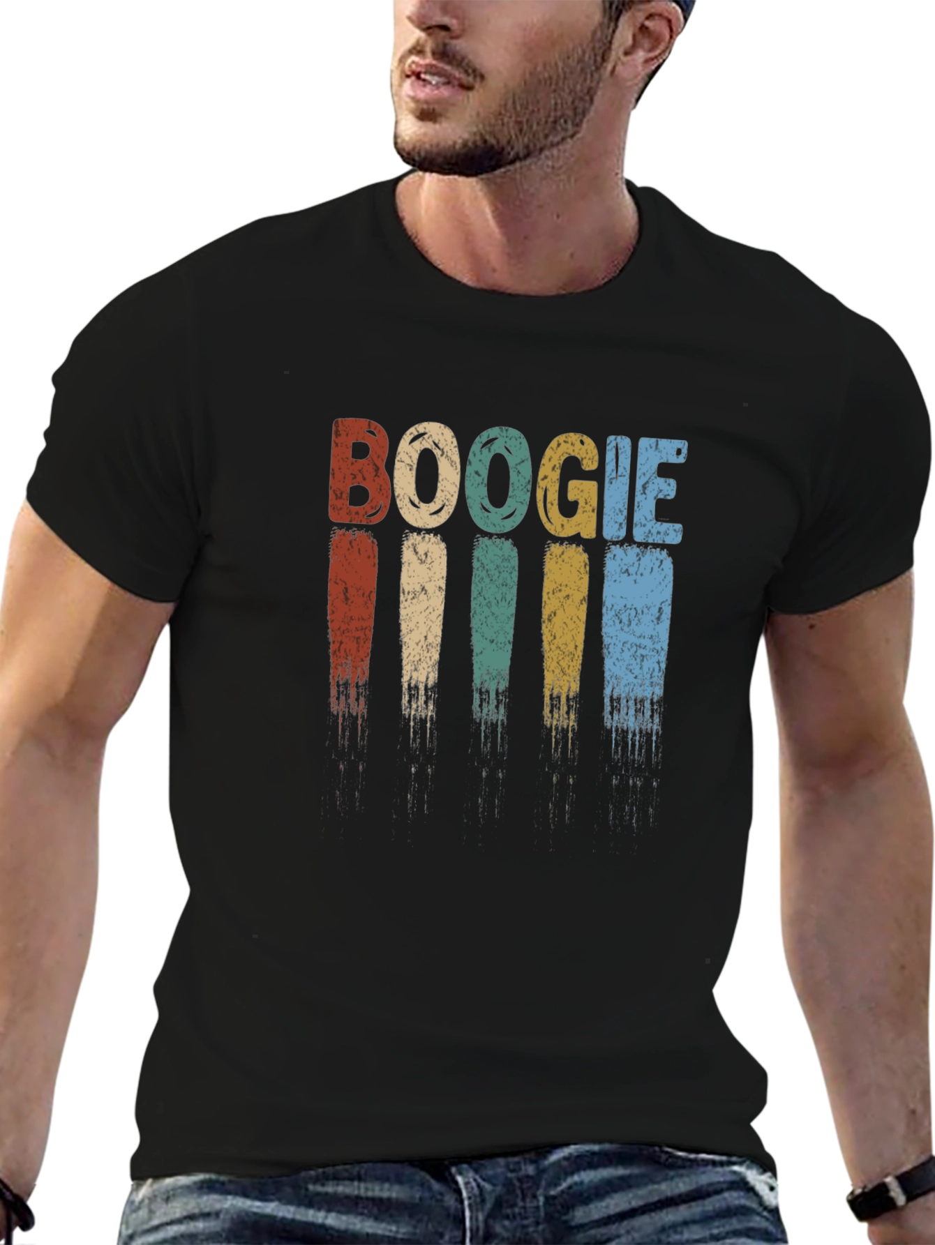 Boogie Retro Style Graphic Tee - Black