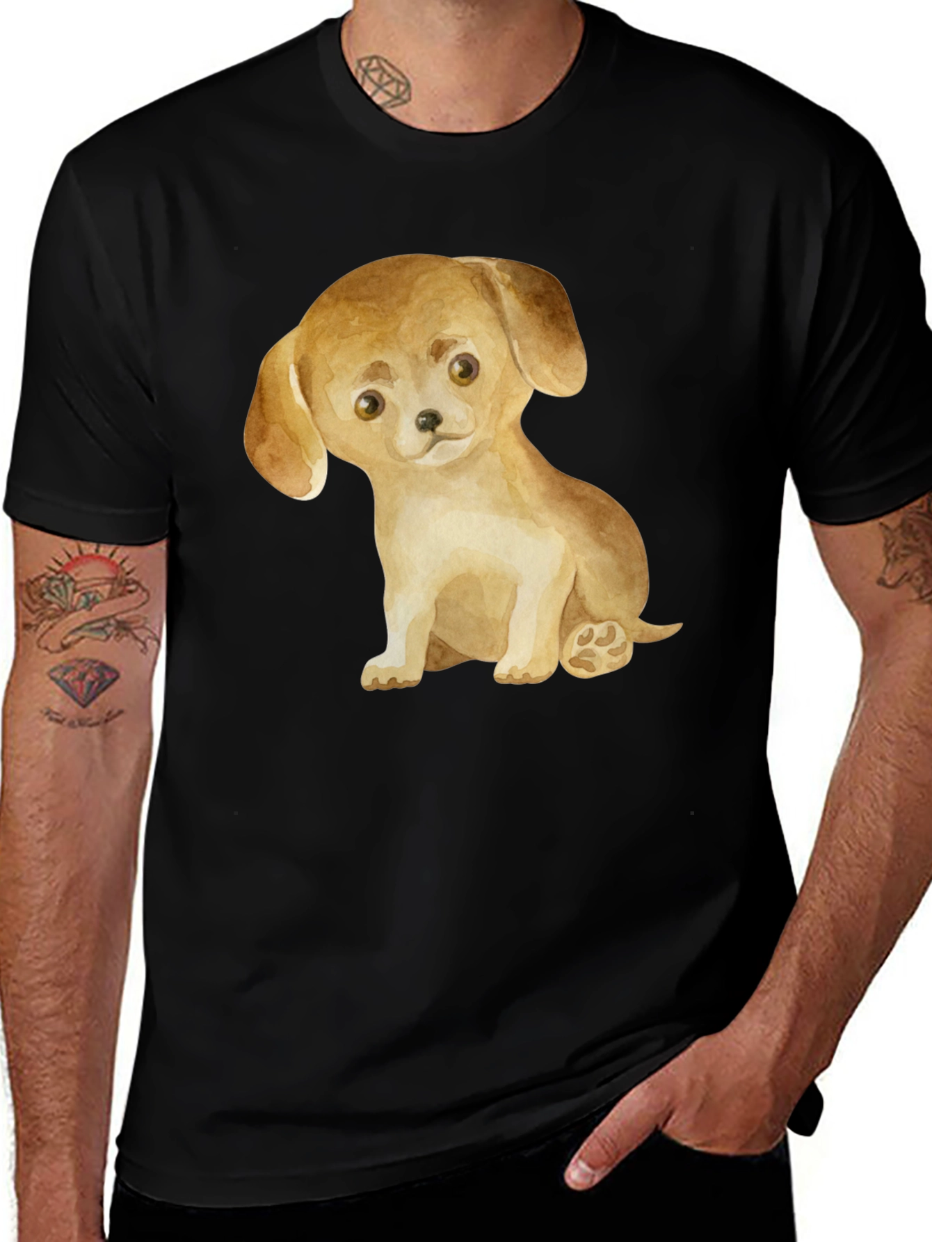Cute Puppy Dog Graphic T-Shirt - Unisex Casual Tee