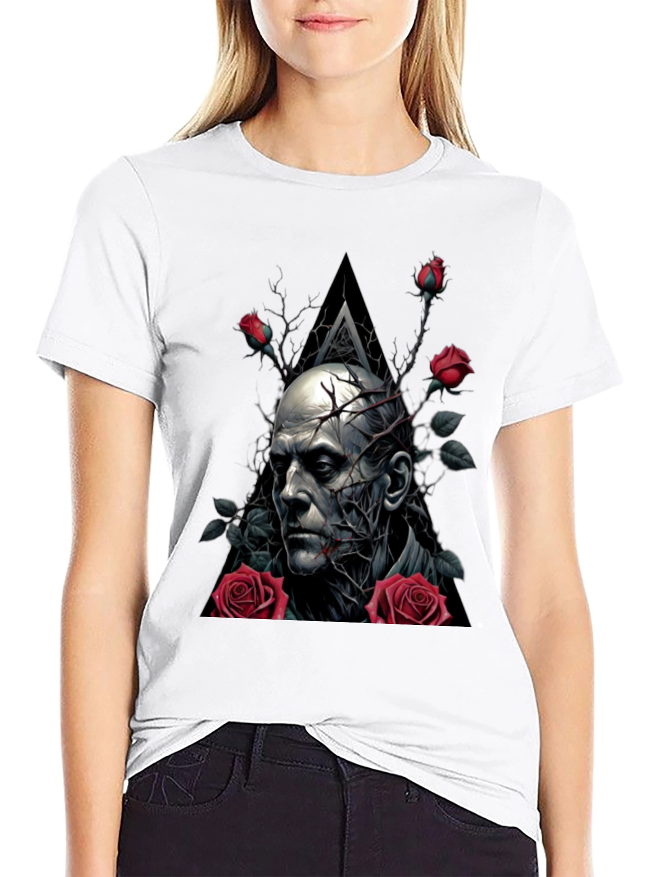 Gothic Horror T-Shirt: Man Roses Triangle