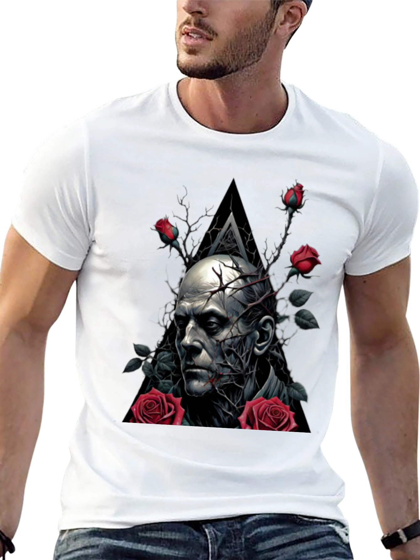 Gothic Horror T-Shirt: Man Roses Triangle