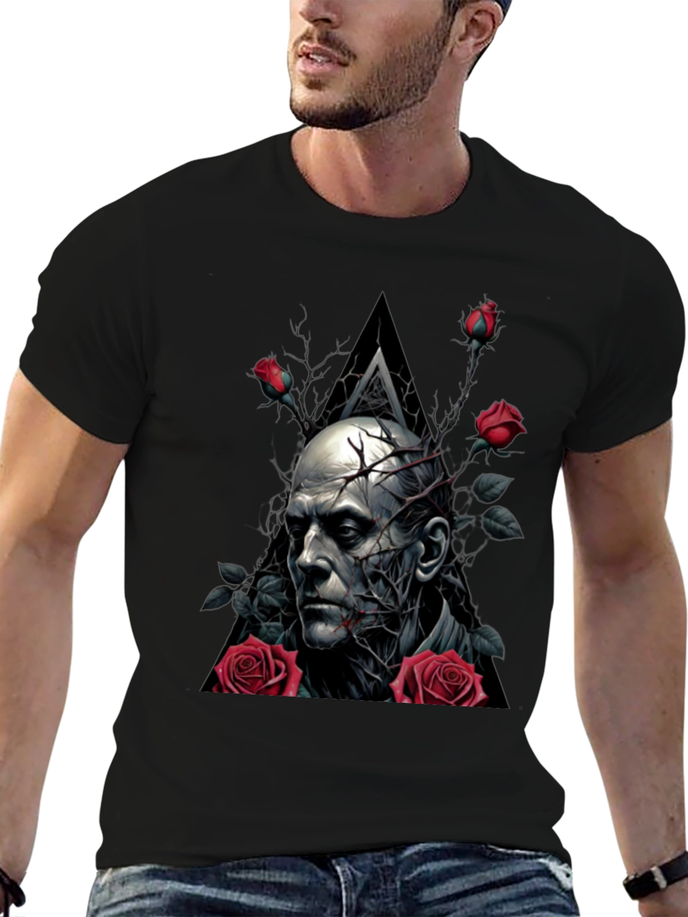 Gothic Horror T-Shirt: Man Roses Triangle