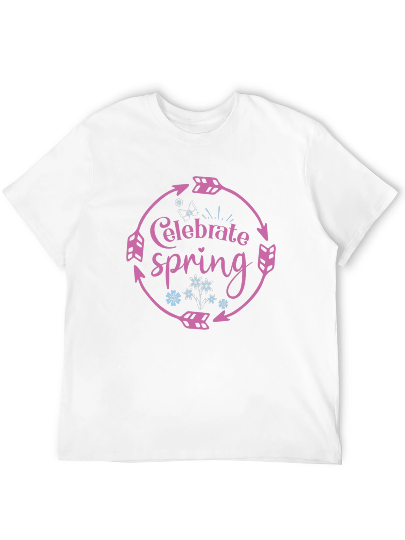 Celebrate Spring Black T-Shirt with Arrow Circle Design