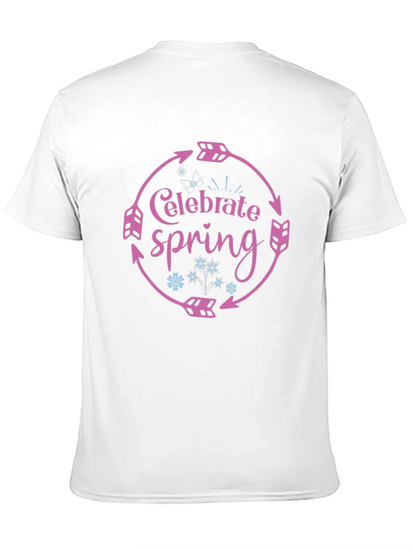 Celebrate Spring Black T-Shirt with Arrow Circle Design