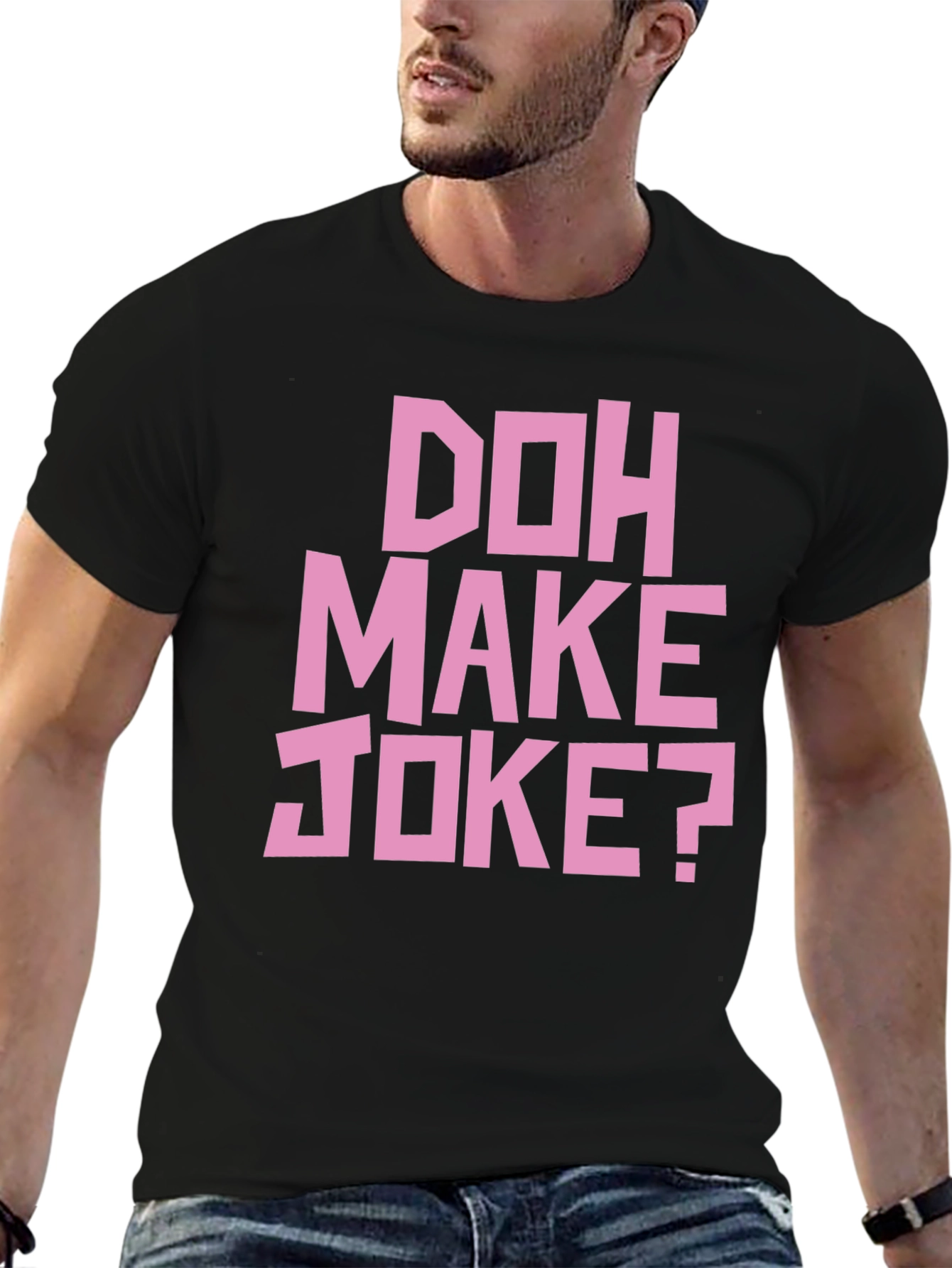 Doh Make Joke? Mens Black Graphic T-Shirt