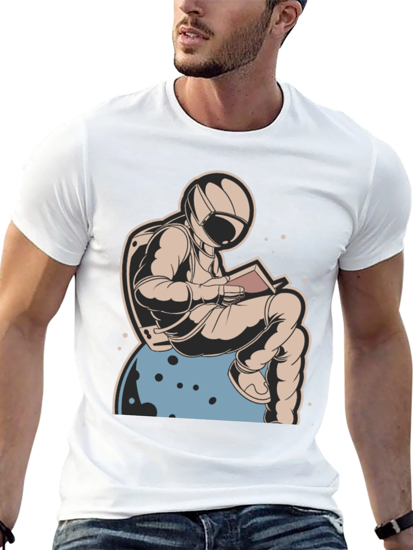 Astronaut Reading Book T-Shirt - Space Lover Tee