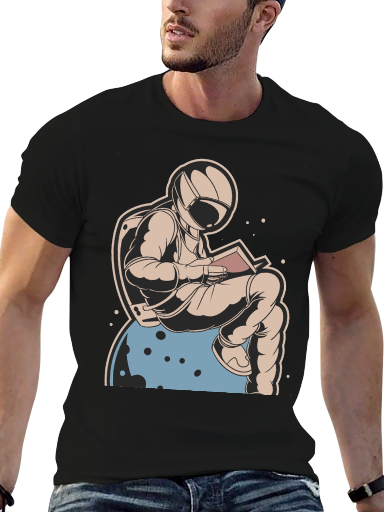 Astronaut Reading Book T-Shirt - Space Lover Tee