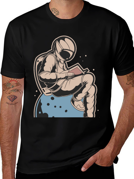 Astronaut Reading Book T-Shirt - Space Lover Tee